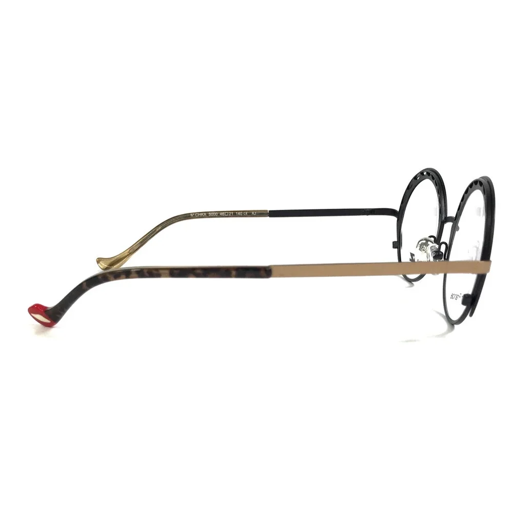 BOZ Eyeglasses Frames MICHKA 5000 Matte Black Gold Round Full Rim 46-21-140